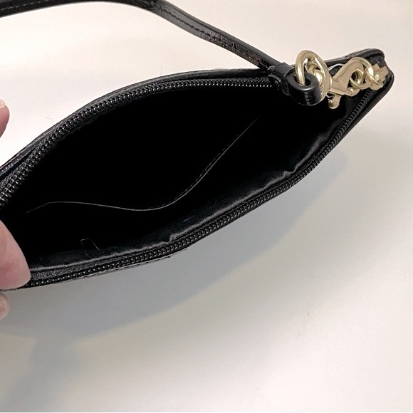COACH Animal Print Wristlet Black Patent Leather Trim Gold Toned Hardware - Picture 13 of 13